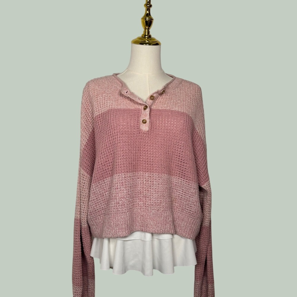 aeropostale pink knit striped sweater soft girl preppy academia cottagecore twee